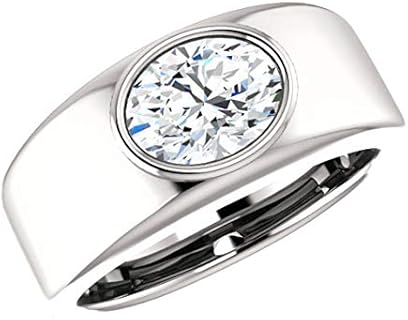 Valentine's Day Gift, ERAA JEWEL Men's Staghead Engagement Ring, 2.25 CT Oval Cut Moissanite in 925 Sterling Silver, Perfect Men's Wedding Band or Engagement Ring