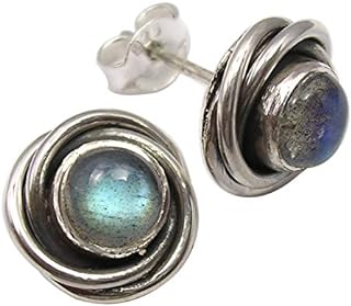 Christmastide Week Sales SilverStarJewel Solid Sterling Silver Labradorite Earrings 0.4" Fashion Wholesale