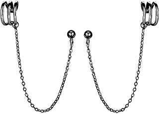 SLUYNZ 925 Sterling Silver Push-Back Cuff Earrings Chain Ideal for Women and Teens, No Gemstone, Elegant Earring Studs Design