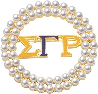 CENWA 1922 Greek Sorority Brooch Pin featuring Sigma Gamma Rho Motif with Secure Pin Clasp, Crafted from Quality Pearl and Alloy