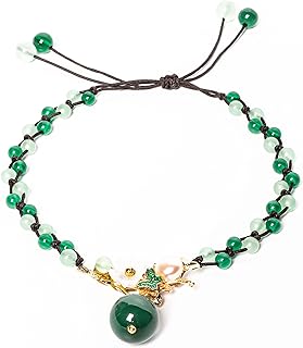 Jade and Agate Crystal Anklet for Women with Bead Chain and Lobster Claw Clasp, Financial Success Design by Conscious Items