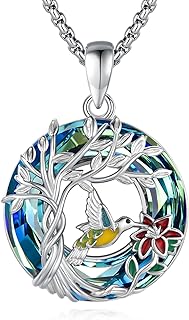 Eusense Hummingbird Necklace Pendant 925 Sterling Silver Crystal Hummingbird Jewelry for Women Men Humming Bird Gifts For Mom Grandma Lucky Charm