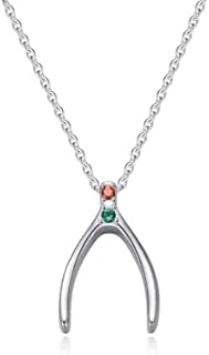 Wishbone Necklace 925 Sterling Silver Wish Bone Pendant Necklace Good Luck Jewelry Gift for Women