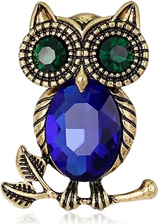 Sttiafay Rhinestone Owl Pin Vintage Crystal Lapel Pin Cute Animal Brooch Bouquet Decoration Statement Enamel Brooch Pin Costume Jewelry for Women Girls