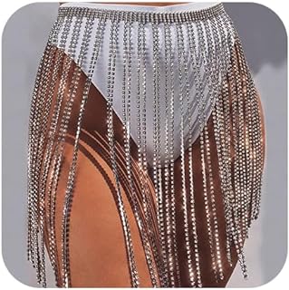 Metisee Crystal Hip Chain Rhinestone Waist Chains Tassel Skirt Belly Chain Rave Bikini Body Chain Jewelry for Women Sexy