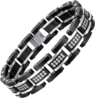 Fold Over Clasp Locket Charm Bracelet, Link Chain, Zircon Gemstone, Stylish Gift for Men and Women, Initial Hip Hop Jewel, Dual-Tone Design, Perfect for Christmas or Birthday