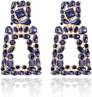 Rhinestone Rectangle Dangle Statement Earrings Trendy Crystal Geometric Drop Earrings hypoallergenic for Women