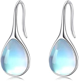 Lever Back Moonstone Drop Earrings, Sterling Silver Threader Design for Women and Teen Girls