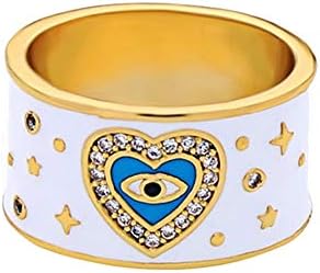 Alloy Clasp Evil Eye Engagement Ring with Cubic Zirconia for Women - Hamsa-Inspired Heart Shape Design