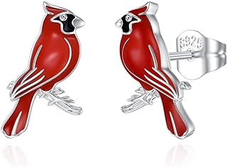 925 Sterling Silver Red Cardinal/Blue Jay Bluebird Stud Earrings with Push Back Design - 'Our Love Never Dies' - Ideal Jewelry Gifts for Women and Mom