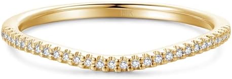 14K Solid Gold Clasp, Three-Stone Moissanite Engagement Ring Stack, Stacking Eternity Wedding Bands for Her, V-Shaped Design