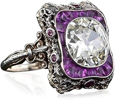 Women's Chunky Signet Ring, Cubic Zirconia-Studded Silver Plated Brass, Bold Cocktail Engagement Ring with Exquisite Design