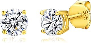 Lavishe 925 Sterling Silver 4 Prong Pure Brilliance Cubic Zirconia Stud Earrings Hypoallergenic