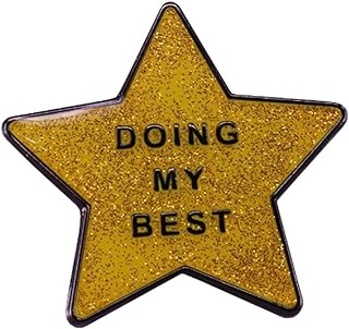 Gold Star Enamel Pin Doing My Best Gold Glitter Star Enamel Brooch Pin Metal Badges Lapel Pin Brooches Jackets Jeans Fashion Jewelry Accessories