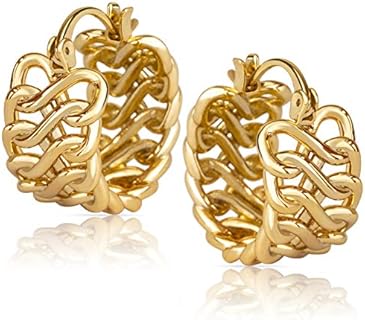 Benevolence LA 14k Gold Braided Huggie Hoop Earrings for Women, Chunky Hoops Earrings
