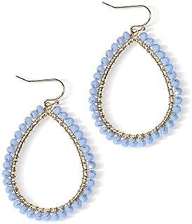 Bohemian Beaded Statement Earrings Lightweight Sparkly Crystal Colorful Teardrop Dangle Earrings for Women