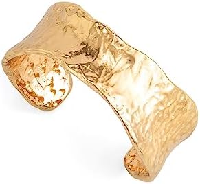 COLORFUL BLING Vintage Irregular Gold Cuff Bracelets for Women Chunky Wide Bracelets Statement Twisted Hammered Wrist Cuffs for Women Gifts
