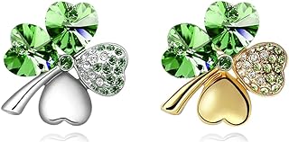 Sparkling Rhinestone Four Leaf Clover Brooch Pins with Secure Pin Clasp, Ideal Gift for Her, St. Patrick's Day Accessory from China