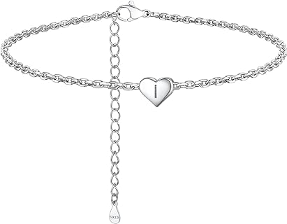 ChainsProMax Sterling Silver Heart Initial Box Chain Bracelet with Lobster Claw Clasp, Adjustable Size for Ladies - A Tasteful, Minimalist Design Gift