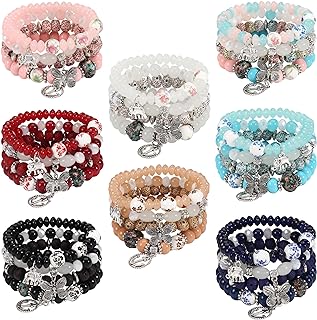 Twinfree Bohemian Bracelets for Women Stretch Multilayer Colorful Beads Bracelet with Charm Jewelry