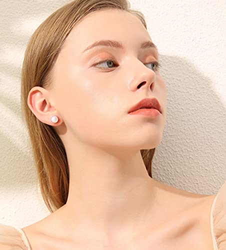 12 Pairs Pearl Stud Earrings, Hypoallergenic Surgical Steel Round Ball Beads Stud Earrings Set for Women Teen Girls（6mm 8mm 10mm 12mm）