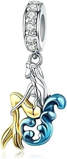MEETCCY Mermaid Charms Original 925 Sterling Silver Charms Animal Charm Bracelets for Women European Snake Chain Bracelet
