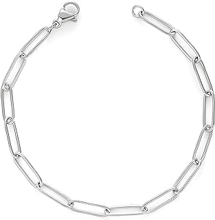 Charming DOLLRINBOY 14k Gold/Silver Charm Bracelet with Stainless Steel Paperclip Chain for Women, Spring Ring Clasp, Size 6.5-7.5 Inch