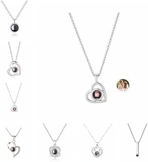 Custom Crystal Photo Projection Necklace with Lobster Clasp, Ideal Mother's Day Gift for Mom/Wife, Brass Zinc Finish