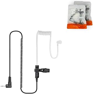 Hoornie® Ohrhörer (2er-Pack) mit Schallschlauch und 3,5mm Klinke, transparent mit Halteclip und 20 Ohrstöpseln inklusive - Ideal für Funkgeräte-Nutzer