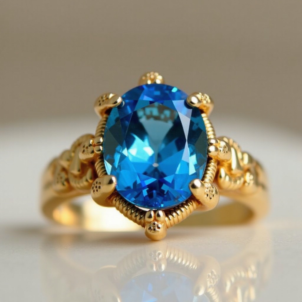 Goldener Ring mit Blauem Stein: Stil und Bedeutung