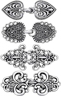 Vintage Floral Swirl Cloak Clips Set - Stainless Steel & Aluminum Shawl Brooch with Pin Clasp - Perfect for Women and Girls - Retro Cardigan, Cape & Sweater Accessory