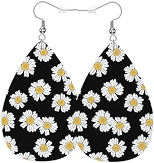 Teal Glitter Faux Leather Drop Earrings with French Wire Back for Women & Girls, Elegant Wedding Teardrop Design