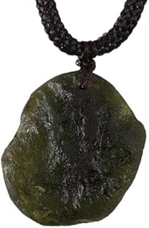 Moldavite Crystal Necklace,Raw Czech Meteorite Stone Certified Healing Crystal Pendant,Green,Irregualr Shape