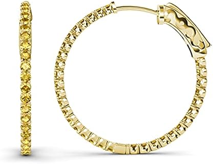 Citrine Inside-Out Hoop Earrings 2.70 ctw 14K Yellow Gold