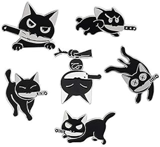 Black Cat with Knife Enamel Pins set,Cute Cartoon Brooch Pins Enamel Brooches Lapel Pins Badge for Women Girls Children for Clothing Bag Decor