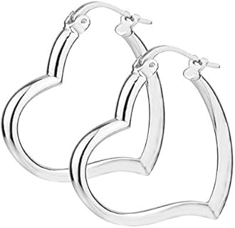 LeCalla 925 Sterling Silver Classic Love Heart Hoop Earrings for Women