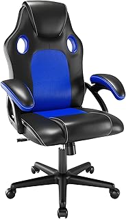 play haha Playstation Gaming Stuhl in Blau mit Ergonomischem Design und Verstellbarer Sitzhöhe, 64T x 62B x 101H cm. Perfekt für Gamer und Büroarbeit