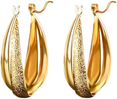 Gold Hoop Earrings for Women,24k Gold Plated Trendy Earrings,Hypoallergenic Lightweight Earrings,Everyday Earrings,Small Soop chunky Earrings Pierced Dangle