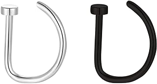 D-Shaped Stick-On Fake Nose Rings - Stainless Steel Faux Hoop Septum Jewelry for Women and Girls
