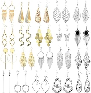 20-Pair Alloy Earring Assortment with Mixed Gold & Silver Styles – Ideally Designed for Women & Girls – Beautiful Accessory for Any Occasion – Perfect Valentine, Birthday or Christmas Gift Set