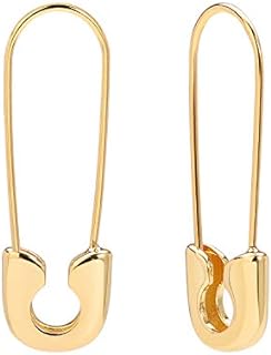 Safety Pin Earrings 14K Gold Plated Minimalist Dangle Hoop Earrings Daily Jewelry for Women