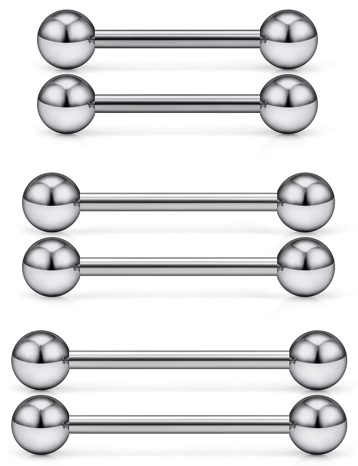 Ocptiy 14G 16G Titanium Tongue Rings Nipple Piercing Jewelry G23 Hypaollergenic Externally Threaded Nipple Bars Tongue Barbells Body Piercings Jewelry for Women Men 12mm 14mm 16mm 19mm Bars Length