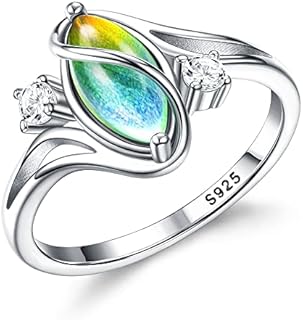 Chic ADRAMATA Sterling Silver Mood Wedding Rings with Cubic Zirconia Accents for Women, Oval Solitaire Design, 18K Gold Plated