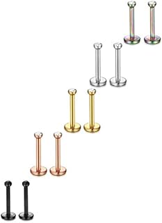 ORAZIO 18 Gauge Stainless Nose Studs Set with Cubic Zirconia - Versatile & Stylish Body Piercing Jewelry for Everyday Wear