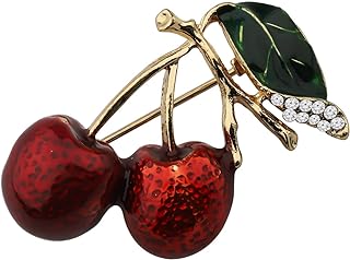 Vintage Red Enamel Alloy Cherry Brooch with Pin Clasp for Women and Girls - Love Symbol Jewelry Accessory