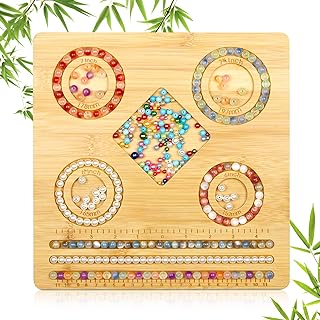 FIVEIZERO Bamboo Bracelet Bead Board for Jewelry Making: Eco-friendly, Highly Rated & Versatile Tool for Crafting Necklaces, Bracelets with Accurate Measurements and Bead Stabilization