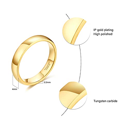 SHINYSO 2mm 4mm 6mm Tungsten Carbide Ring Dome Polished Wedding Band for Men Women Comfort Gold Fit Size 4-13
