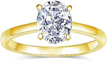 3CT/2CT 18K Gold Plated Solitaire Engagement Rings with Cubic Zirconia for Women - Elegant Oval Cut Design - Comfortable and Hypoallergenic Size 4-11 Jewelry Gifts