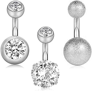 Gnoliew 14G 6mm 1/4 Inch Short Belly Button Rings 316L Surgical Steel Navel Rings 3PCS-6PCS