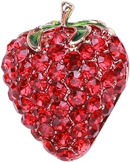 Pin Clasp Cubic Zirconia Strawberry Brooch for Women and Teen Girls, Elegant Red Crystal Styled Simply for Party, Banquet & Ceremony Outfits
